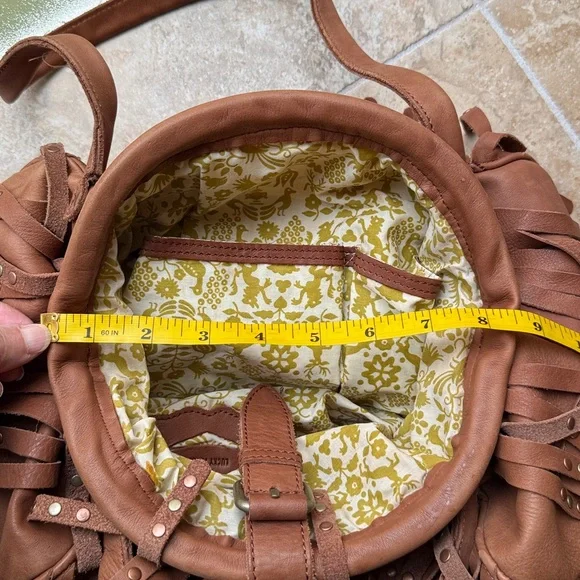 Lucky Penny Anthropologie Sunlit Fringe Soft Leather & Studs Hobo Bag Festival - Picture 15 of 16